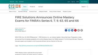 FIRE Solutions Announces Online Mastery Exams for FINRA's Series ...