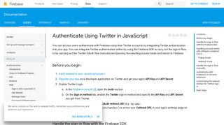 Authenticate Using Twitter in JavaScript - Firebase - Google