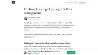 Firebase: User Sign Up, Login & Data Management – Felicity Johnson ...