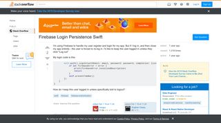 Firebase Login Persistence Swift - Stack Overflow