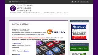 FireFan Sports App - High Paying Affiliate Programs