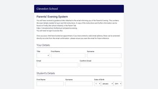Clevedon School - Parents Evening System