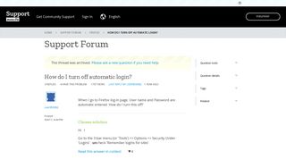 How do I turn off automatic login? | Firefox Support Forum | Mozilla ...