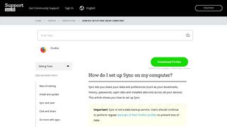How do I set up Sync on my computer? | Firefox Help - Mozilla Support