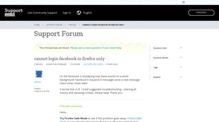 cannot login facebook in firefox only | Firefox Support Forum | Mozilla ...