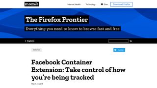 Facebook Container Extension: Take control of how ... - The Mozilla Blog