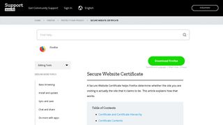 Secure Website Certificate | Firefox Help - Mozilla Support