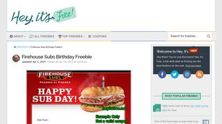 Firehouse Subs Birthday Freebie - Hey, It's Free!
