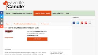 Free Birthday Meals-Firehouse Subs - FavoriteCandle