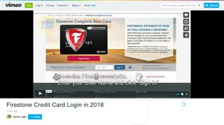 Firestone Credit Card Login in 2018 on Vimeo