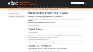 Alberta Wildfire System and FireWeb | AAF - Agriculture and Forestry