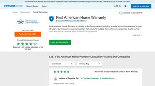 Top 5315 Reviews and Complaints about First American Home Warranty