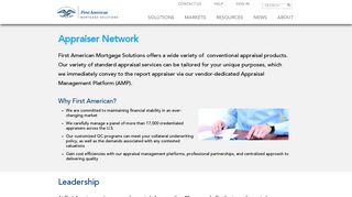 Appraiser Network | First American Mortgage Solutions