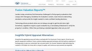 Fusion Valuation Reports | First American Mortgage Solutions