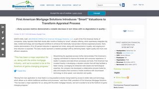 First American Mortgage Solutions Introduces “Smart” Valuations to ...