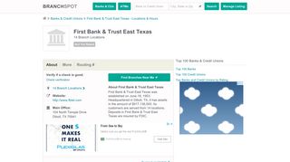 First Bank & Trust East Texas - 14 Locations, Hours, Phone Numbers …
