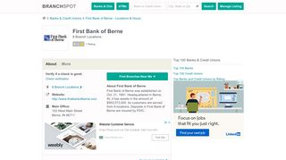 First Bank of Berne - 8 Locations, Hours, Phone Numbers …