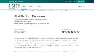 First Bank of Delaware - PR Newswire