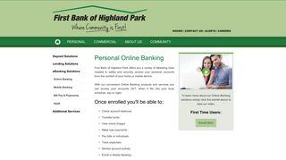 Online Banking - First Bank Of Highland Park
