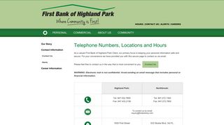 Contact Us - First Bank Of Highland Park
