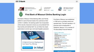 First Bank of Missouri Online Banking Login - CC Bank