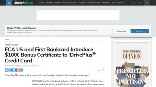 FCA US and First Bankcard Introduce $1000 Bonus Certificate to ...