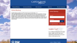 Capital Bank of Texas - Services Online Banking