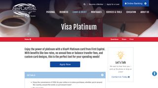 Visa Platinum | First Capital Federal Credit Union | York, PA - Red ...