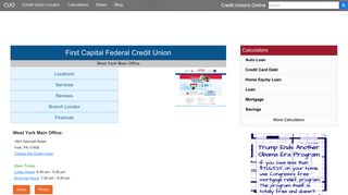 First Capital Federal Credit Union - York, PA - Credit Unions Online