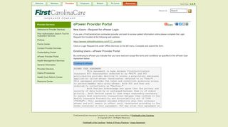 ePower Provider Portal - FirstCarolinaCare Insurance Company