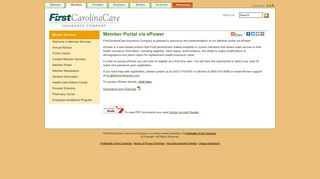 FirstCarolinaCare Insurance Company - ePower Member Portal