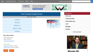 First Central Credit Union - Waco, TX - Credit Unions Online