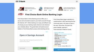 First Choice Bank Online Banking Login - CC Bank