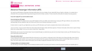 Advance Passenger Information | First Choice