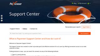 Welcome to Payoneer Support Center! - Service