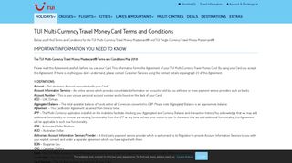Travel Money Card Terms and Conditions | Thomson now TUI