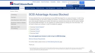 BOB Advantage Access Blocked | First Citizens Bank