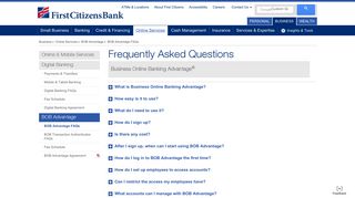 BOB Advantage FAQs | First Citizens Bank