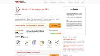 Bob Advantage Login - Fill Online, Printable, Fillable, Blank | PDFfiller
