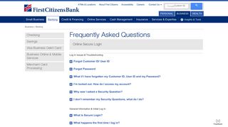 Online Secure Login FAQs | First Citizens Bank