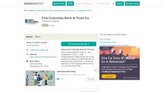 First Columbia Bank & Trust Co. - 10 Locations, Hours, Phone ...
