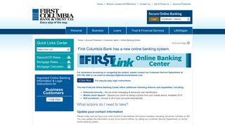 Online Banking Notice - First Columbia Bank And Trust Co.