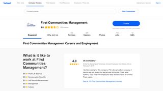 First Communities Management Careers and Employment | Indeed.com