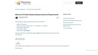 What are First Data Payeezy Gateway Password Requirements ...