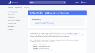 Setting Up the First Data Payeezy Gateway - Bigcommerce Support