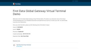 First Data Global Gateway Virtual Terminal Demo