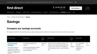 Savings Accounts, Cash ISAs, Regular Savings - First Direct