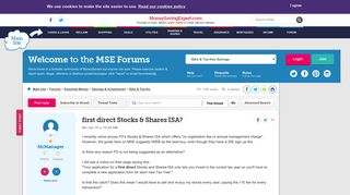 first direct Stocks & Shares ISA? - MoneySavingExpert.com Forums