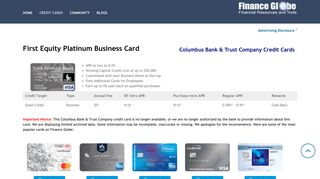 First Equity Platinum Business Card - Research and Apply