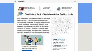 First Federal Bank of Louisiana Online Banking Login - CC Bank